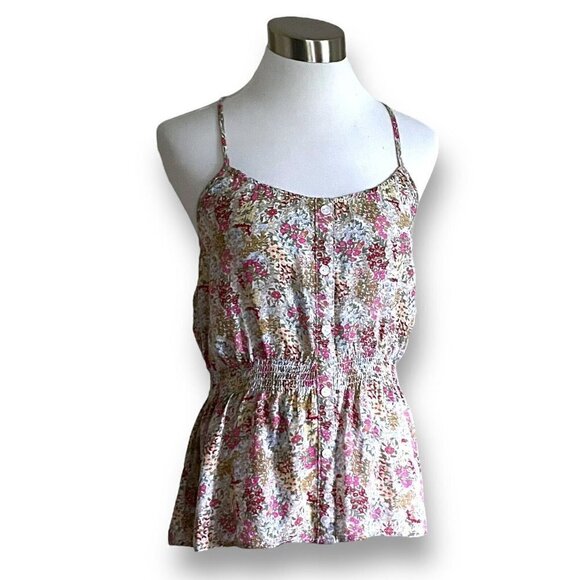 Poetry Womens Racerback Tank Top M Wildflower Floral Boho Festival Smocked Waist - Picture 4 of 8